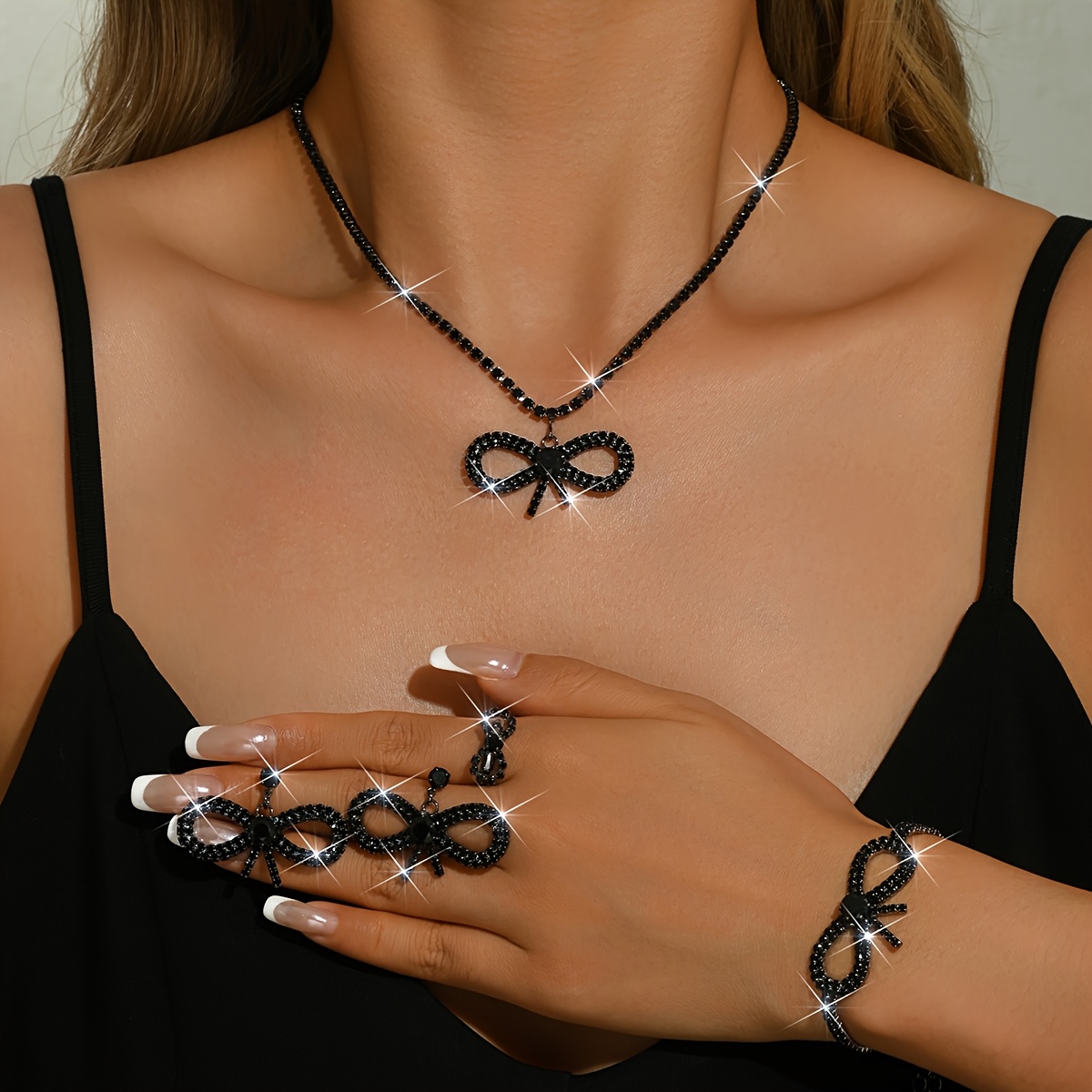French-Style Romantic Women's Bow Chain Jewelry Set
